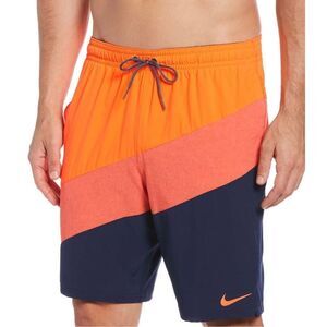New Nike Total Orange & Blue Strip Volley Swim Shorts Size‎ Small